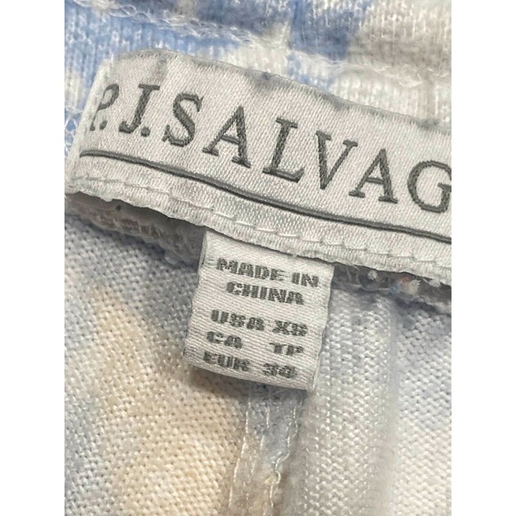 PJ Salvage Tiger Dots Pajama Pants Womens XS Ice Blue Yellow Drawstring Waist - Picture 6 of 13